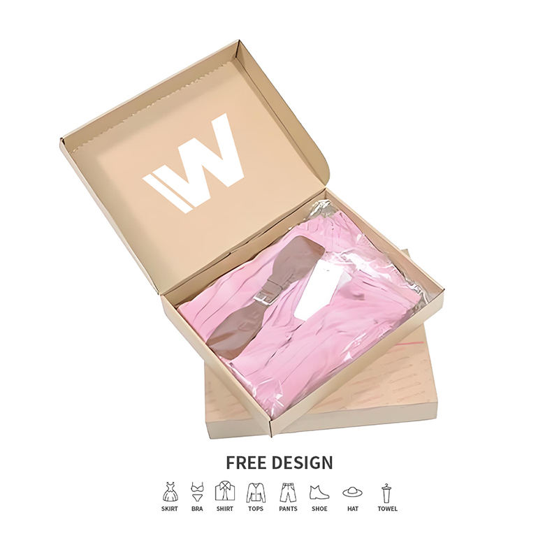 Bruine eenvoudige golfkartonkledingverpakkingsdozen