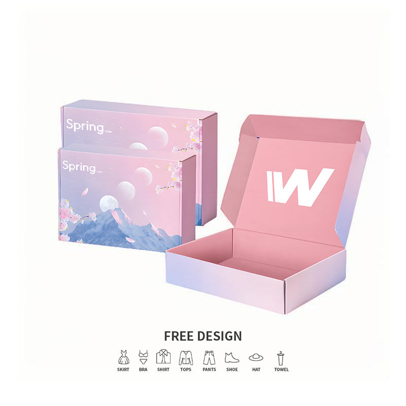 Pastelkleurige golfkartonnen kledingverpakkingsdozen